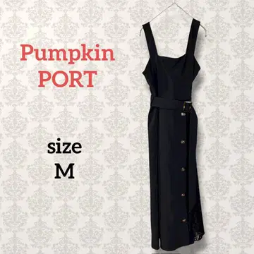 펌킨포트 [ M ] 도킹 오버롤 스커트 맥시 길이 원피스 벨트 포함