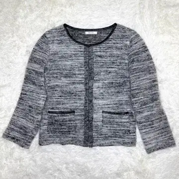 BALLSEY 모헤어 혼방 트위드풍 노카라 니트 자켓 가디건