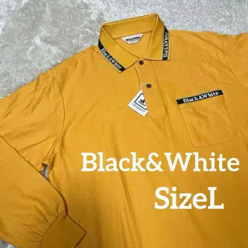 [택 포함 새상품] 블랙&화이트 긴팔 피케 셔츠 머스타드 남성용 L