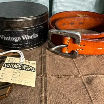 Vintage Works DH5536 탄 가죽 벨트 35인치