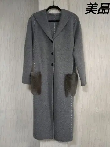 새상품급 후드 부착 퍼 포켓 롱 코트