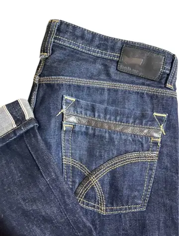 GAS 천연 가죽 사용 셀비지 데님! 빨간 귀! 데님 팬츠