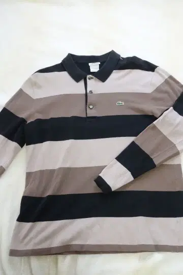 LACOSTE 긴팔 피케 셔츠 베이지/블랙/브라운