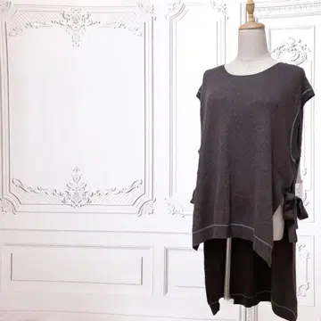 새상품 니트/베스트 울 혼방 [ M~L ] 브라운 무지 심플 라인