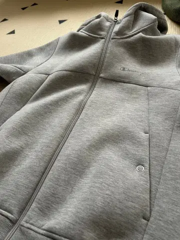 Champion 그레이 풀 집업 후드티