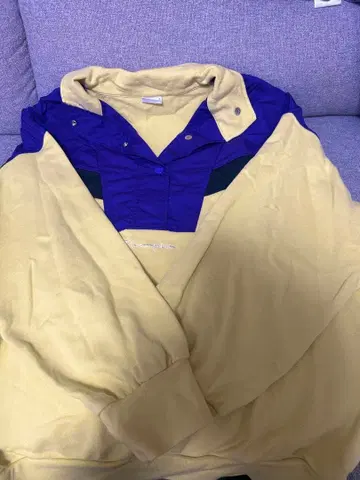 챔피온 나일론 자켓 여성용 L 옐로우 컬러/보라색