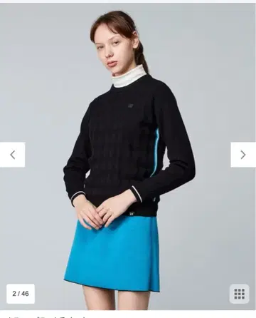 23구 골프 블랙과 파랑 스웨터 스커트 세트