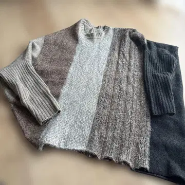 OSMOSIS 퍼 조 니트 스웨터 긴팔 그레이 계열