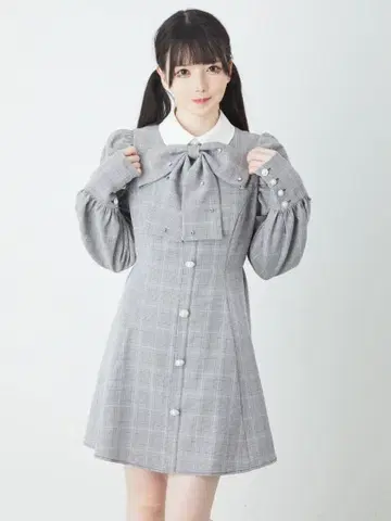 파워 숄더 반짝이 리본 원피스 Ank Rouge