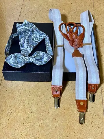 와타베 웨딩 서스펜더 나비 넥타이 치프