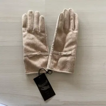미사용 새상품 세르지오 데 로사 베이지 장갑 울 천연 가죽 이탈리아제