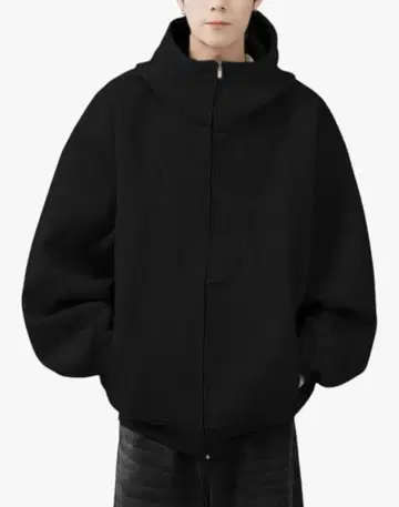 블랙 집업 후드티 스트릿 캐주얼