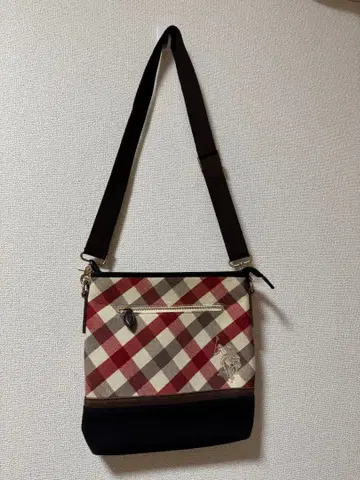 체크 무늬 숄더백 폴로 랄프로렌