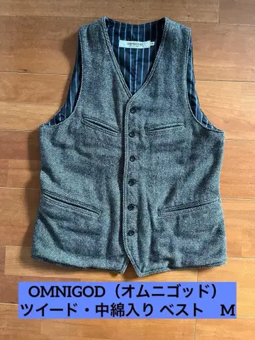 OMNIGOD (옴니갓) 트위드 충전솜 베스트 그레이 M 사이즈