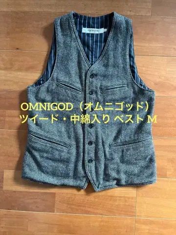 OMNIGOD 트위드 충전솜 베스트 그레이 M