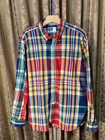 셔츠 긴팔 엔지니어드 가먼츠 M 버튼 다운 체크 무늬 USA