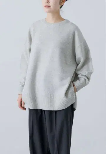 택 포함 새상품 카구레 해밀턴 울 와이드 튜닉 라이트 그레이