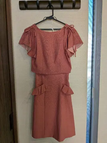 핑크 프릴 소매 린넨 셋업