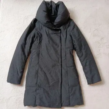 여배우 옷깃 차콜 그레이 다운 코트