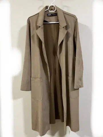 ZARA 베이지 페이크 스웨이드 롱 가운 코트 봄/가을 M 사이즈