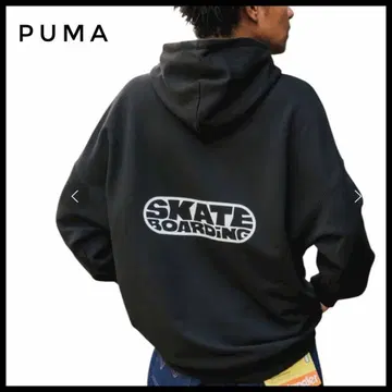 푸마 클래식 풀오버 후드티 백 프린트 블랙