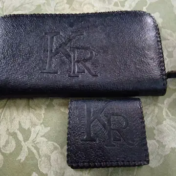KR 블랙 가죽 장지갑과 동전 지갑 세트
