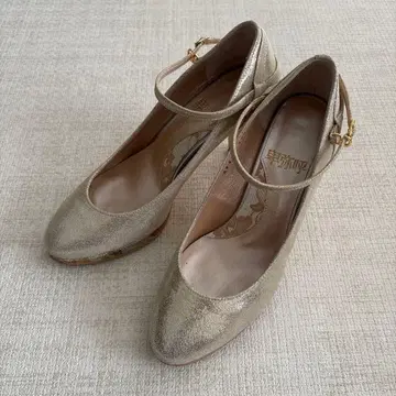 히미코 골드 앵클 스트랩 하이힐