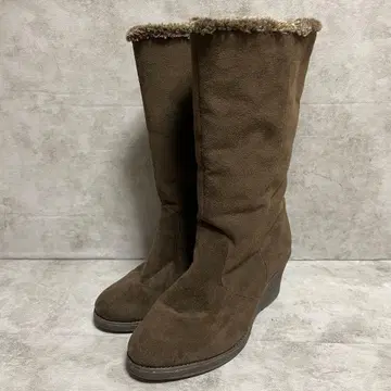 롱 부츠 ( S ) 웨지솔 스웨이드 느낌 보아 브라운