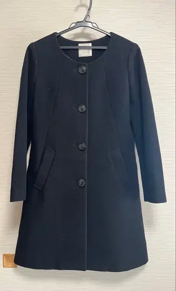 Spick &span 노카라 롱 코트 울 혼방 블랙 사이즈 38