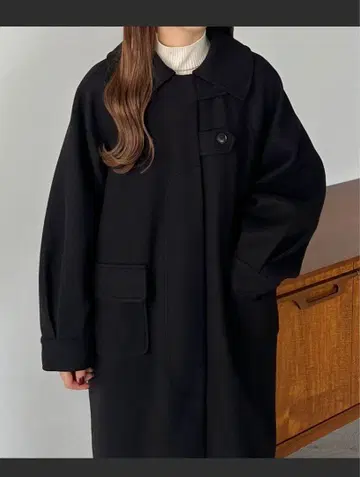 callautia 카라 우티아 스텐 칼라 볼륨 슬리브 롱 코트