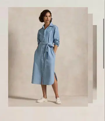 폴로 랄프로렌 택 포함 새상품 라이트 블루 셔츠 원피스 벨트 포함