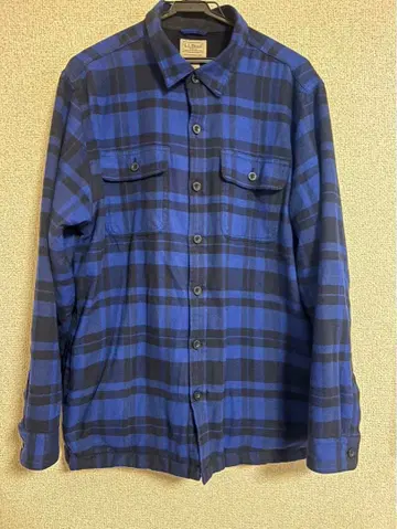 L.L.Bean 플리스 라인 플란넬 셔츠 파랑 체크 L 사이즈