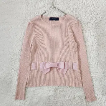 새상품급 M 엠즈 그레이시 리본 리브 니트 핑크 40