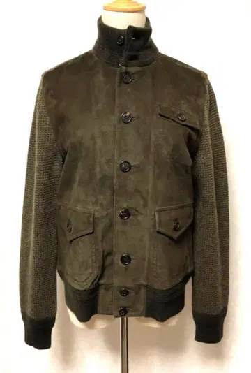 랄프 로렌 컬렉션 스웨이드 프론트 가디건