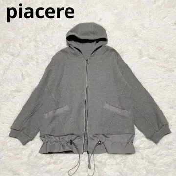 와플 지퍼 후디 도킹 프릴 긴팔 그레이 piacere