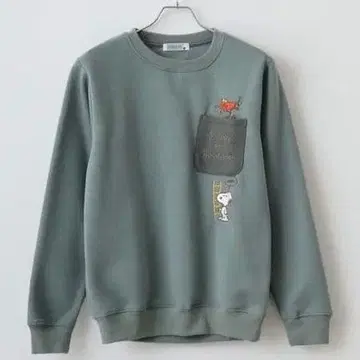 스누피 포켓 맨투맨 속기모 남성용 L 자수