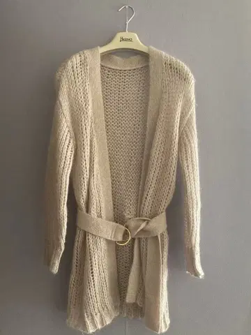 Diagrm 베이지 시스루 니트 가디건