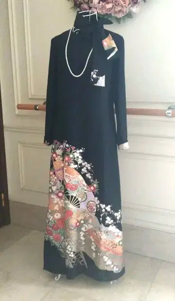 기모노 리메이크 L 아름다운 전통 예복 기모노 드레스