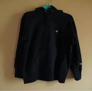 Champion 블랙 후드티 Reverse Weave BLK L