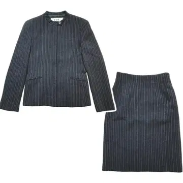 23구 스트라이프 노카라 스커트 수트 셋업 미 실루엣