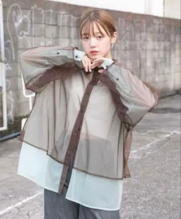 KBF 시어 셔츠 브라운 x 민트