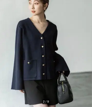 NOBLE NEW 밀라노 리브 자켓 가디건 네이비