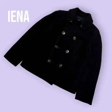 IENA 이에나 블랙 더블 브레스트 울 코트 S-1024