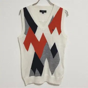 캘러웨이 니트 베스트 V넥 올 패턴 아가일 자수 L 골프
