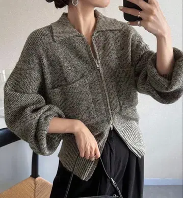 집업 오버 사이즈 니트