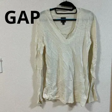 GAP [ S ] 갭 크림색 V넥 긴팔 니트 스웨터 심플