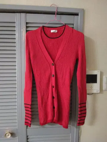 새상품급 SONIA RYKIEL 소니아 리키엘 앙상블 니트 빨간색 가디건