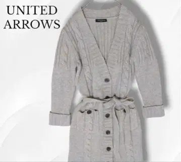 유나이티드 애로우즈 케이블 니트 코트 울 100% 리브