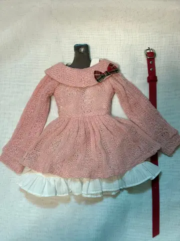 보크스제 해피 핑크 니트 원피스 세트 60cm 사이즈 인형 의류