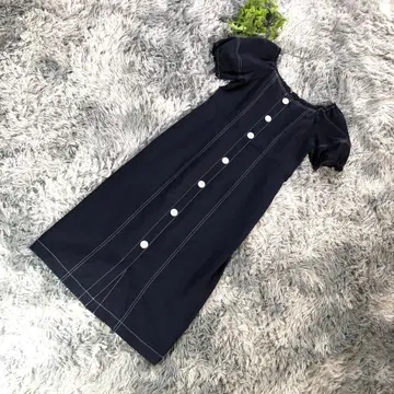 Diagram [ M 상당 36 ] 네이비 반팔 원피스 A라인 뒷지퍼